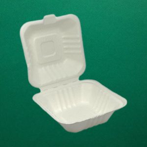 Komposztálható Cukornád hamburger doboz - 15x15x7 cm (HP6)